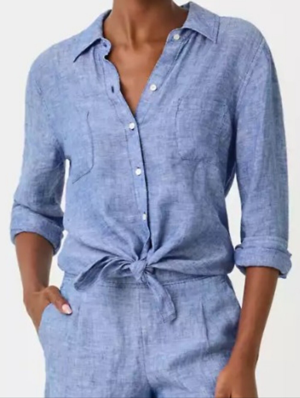 Lily Pulitzer Sea View Linen Button up Long sleeve top size small